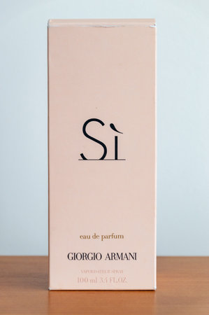 Pruszcz Gdanski - January 9, 2024: Box of Giorgio Armani Si perfume.のeditorial素材