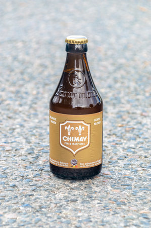 Argoeuves, France - October 14, 2023: Bottle of Belgian Chimay beer.のeditorial素材