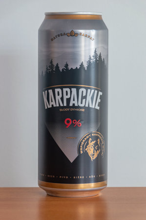 Pruszcz Gdanski, Poland - February 3, 2024: Karpackie Slody Dymione beer.のeditorial素材