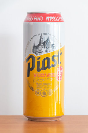 Pruszcz Gdanski, Poland - February 3, 2024: Piast Wroclawski beer.のeditorial素材