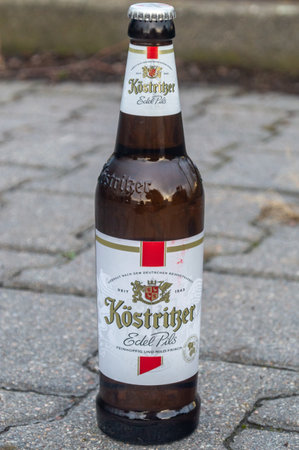 Merseburg, Germany - February 10, 2024: Bottle of Kostritzer Edel Pils beer.のeditorial素材