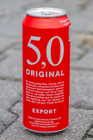 Merseburg, Germany - February 10, 2024: 5 0 original export beer.のeditorial素材