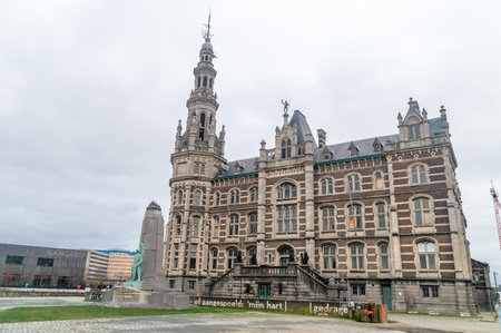 Antwerp, Belgium - February 24, 2024: Loodswezen building in Antwerpen.のeditorial素材