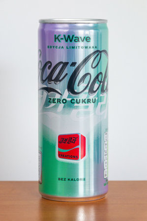 Pruszcz Gdanski, Poland - March 1, 2024: Can of K-Wave Coca-Cola edition.のeditorial素材