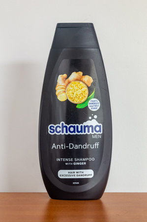 Pruszcz Gdanski, Poland - March 1, 2024: Schauma men Anti-Dandruff intense shampoo with ginger.のeditorial素材