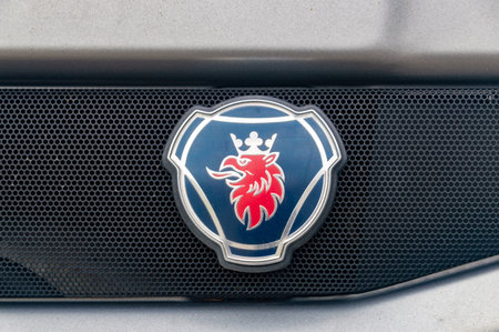 Antwerp, Belgium - February 24, 2024: Logo of Scania.のeditorial素材