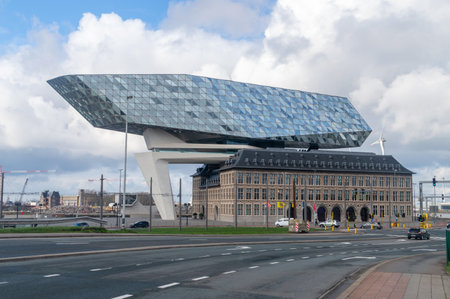 Antwerp, Belgium - February 25, 2024: Antwerp port administration headquarters.のeditorial素材