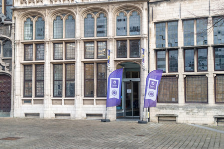 Antwerp, Belgium - February 24, 2024: Police office in Belgium.のeditorial素材