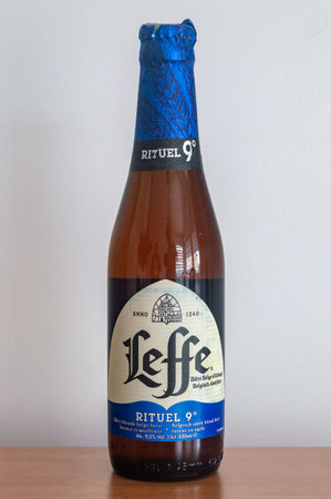 Pruszcz Gdanski, Poland - March 2, 2024: Bottle of Leffe Rituel 9 belgian beer.のeditorial素材