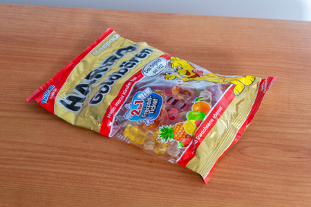 Pruszcz Gdanski, Poland - March 1, 2024: Pack of Haribo goldbaren.のeditorial素材