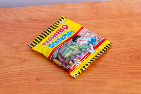 Pruszcz Gdanski, Poland - March 15, 2024: Pack of Haribo Stafetten.のeditorial素材