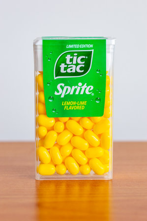 Pruszcz Gdanski, Poland - March 30, 2024: Tic Tac Sprite edition. Tic Tac lemon - lime flavored.のeditorial素材