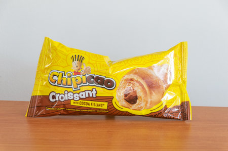 Pruszcz Gdanski, Poland - April 1, 2024: Chipicao croissant with cocoa flavor filling.のeditorial素材