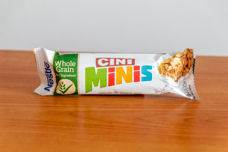 Pruszcz Gdanski, Poland - April 1, 2024: Cini Minis breakfast cereal bar.のeditorial素材