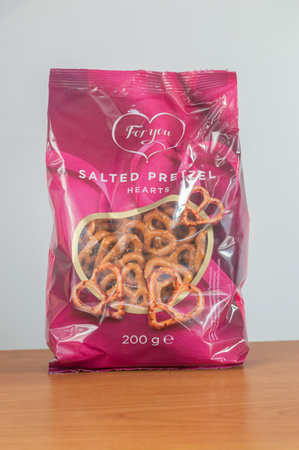 Pruszcz Gdanski, Poland - April 1, 2024: For you salted pretzel hearts.のeditorial素材