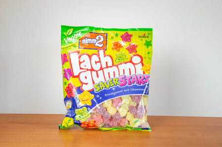 Pruszcz Gdanski, Poland - April 1, 2024: Storck Nimm 2 jellies with sprinkles.のeditorial素材