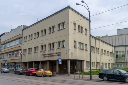 Lodz, Poland - April 14, 2024: Provincial public library named after Marshal Jozef Pilsudski.のeditorial素材