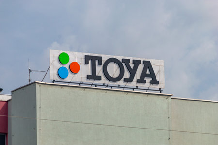 Lodz, Poland - April 14, 2024: Logo and sign of Toya.のeditorial素材