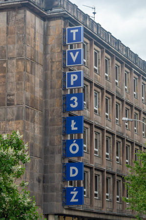 Lodz, Poland - April 14, 2024: Logo of TVP 3 Lodz.のeditorial素材