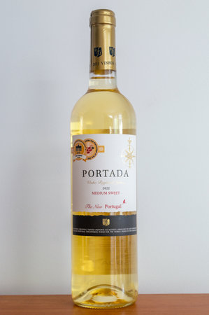 Pruszcz Gdanski, Poland - May 11, 2024: Bottle of Portada medium sweet Portugal wine.のeditorial素材