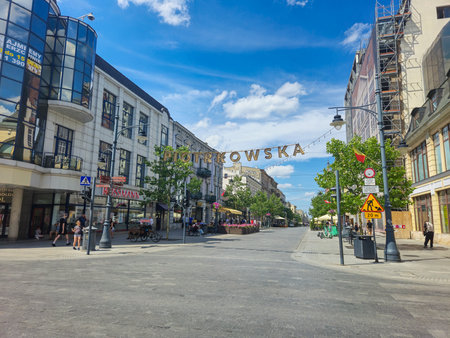 Lodz, Poland - July 7, 2024: Famous Piotrkowska street.のeditorial素材