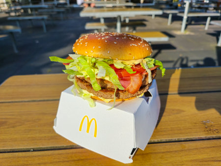 Holten, Netherlands - July 24, 2024: Double Big Tasty burger in McDonalds.のeditorial素材