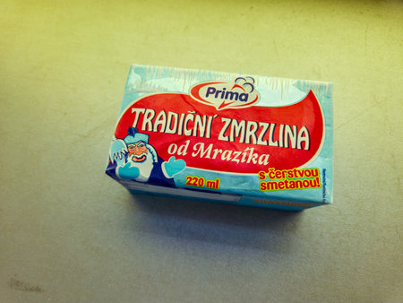 Breclav, Czechia - July 27, 2024: Prima Tradicni Zmrzlina od Mrazika ice cream.のeditorial素材