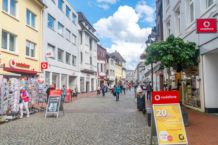 Moers, Germany - May 23, 2024: View on pedestrian street in old town of Moers.のeditorial素材