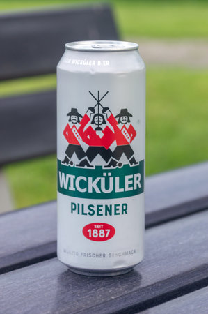 Grimma, Germany - May 18, 2024: Wickuler Pilsener beer.のeditorial素材