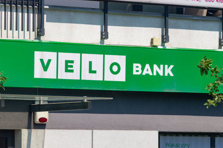 Lublin, Poland - May 26, 2024: Logo and sign Velo bank.のeditorial素材