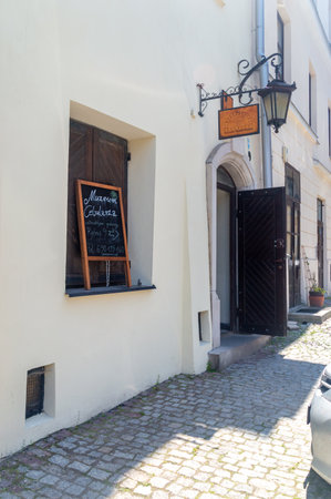 Lublin, Poland - May 26, 2024: Museum of cebularz. Cebularz is a dough pancake with onion and poppy seed.のeditorial素材