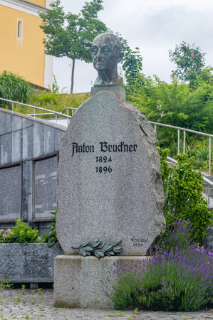 Ansfelden, Austria - June 2, 2024: Bust of famous musician Anton Bruckner.のeditorial素材