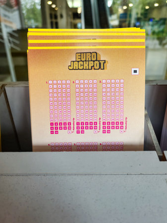 Breclav, Czechia - July 28, 2024: Euro JackPot ticket for fill.のeditorial素材