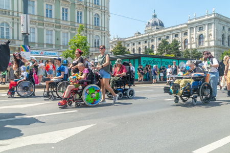 Vienna, Austria - June 8, 2024: Disabled people at Vienna pride.のeditorial素材