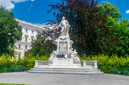 Vienna, Austria - June 8, 2024: Statue of the famous Wolfgang Amadeus Mozart.のeditorial素材