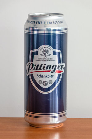 Pruszcz Gdanski, Poland - June 16, 2024: Can of Pittinger Schankbier beer.のeditorial素材