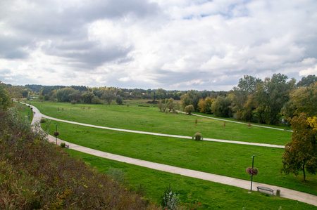 The boulevards along the Bzura River.の写真素材