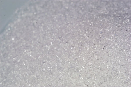 Closeup on grainy Erythritol. Macro photo Erythritol.