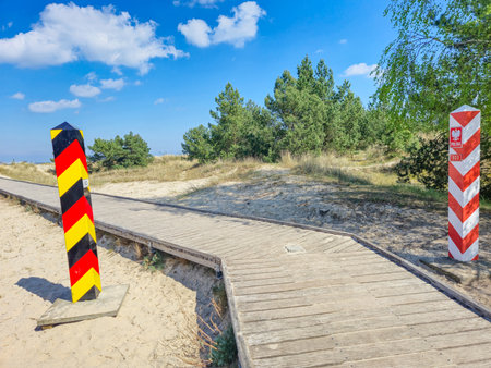 Border posts of Federal Republic of Germany and Republic of Poland.の写真素材