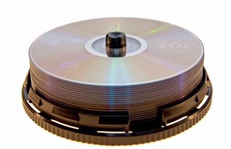 The silver CD on the white background.の写真素材
