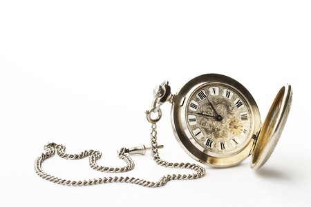old pocket watch on white backgroundの写真素材
