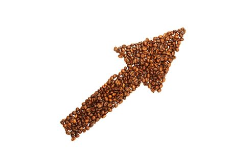 one arrow made of coffee beansの写真素材