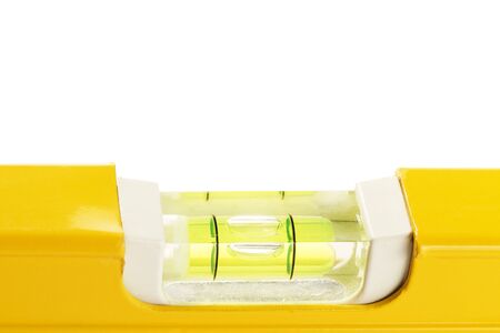 closeup of a water level on white backgroundの写真素材