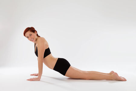 fitness woman exercising upper body push upsの写真素材