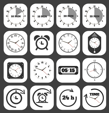 Black clocks icon set. のイラスト素材