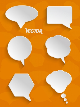 Abstract White Speech Bubbles on Orange Backgraundのイラスト素材