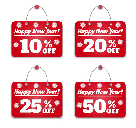 Sign board discount Happy New Yearのイラスト素材