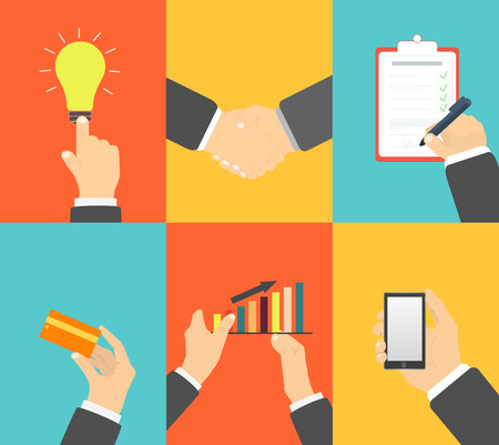 Business concept. Set of hands clients purchasingのイラスト素材