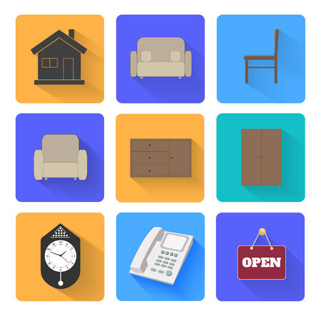 Set of office and business work elements in flat designのイラスト素材