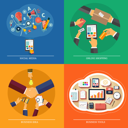  Icons for web design, seo, social media, online shopping, business idea, business toolsのイラスト素材